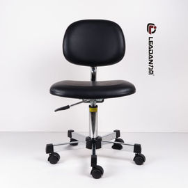 China Black Ergonomic ESD Cleanroom Chairs 360 Swivel Height Adjustable PU Vinyl factory