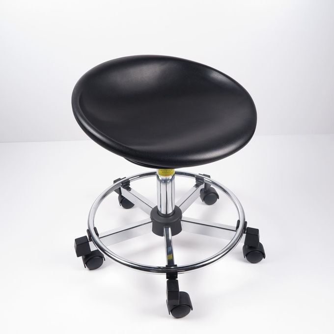 Black Polyurethane Ergonomic Laboratory Stools , Durable Rotatable Office Chair