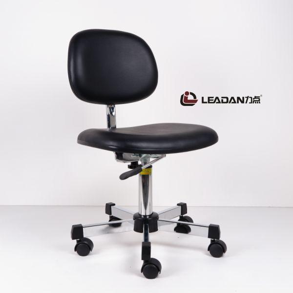 Black Ergonomic ESD Cleanroom Chairs 360 Swivel Height Adjustable PU Vinyl