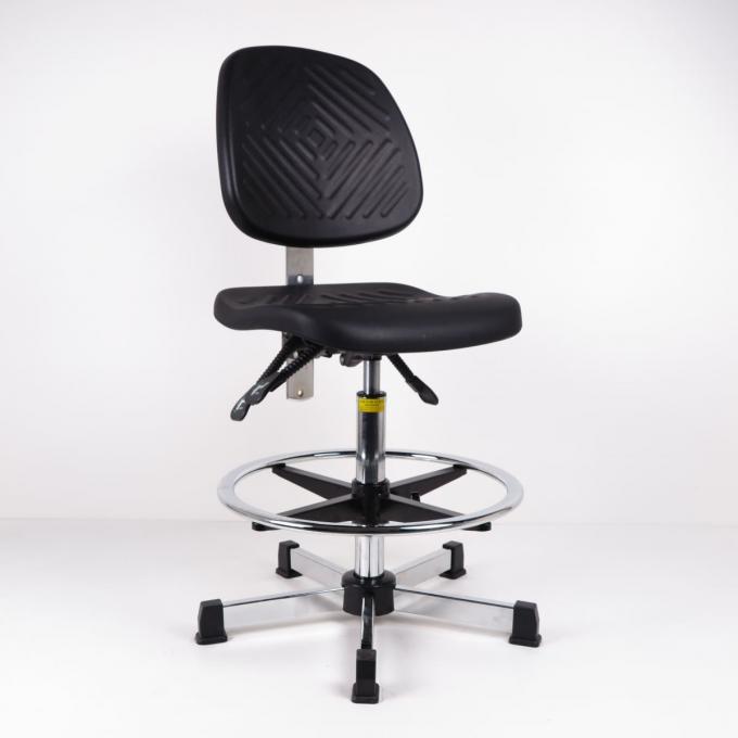 Black Polyurethane Industrial Production Chairs With Foot Ring For High Workbench