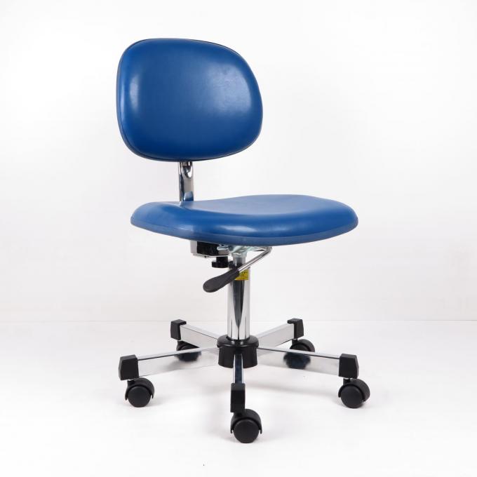 Black Ergonomic ESD Cleanroom Chairs 360 Swivel Height Adjustable PU Vinyl