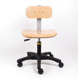 Yellowish Plywood Ergonomic Work Stool Backrest Adjustable In Height Polyamide Base