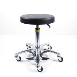 Black Anti Static Stool With 5 Legged Aluminium Base By Foot Activated Seat Height