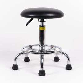 China Round PU Leather Ergonomic Lab Chairs Cleanroom Stool With Chroming Foot Rest factory
