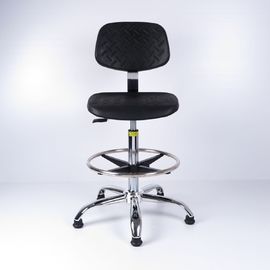 China Black Color PU Foam Industrial Production Chairs With Stainless Steel Foot Ring factory
