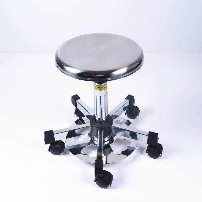 Silver Stainless Steel Anti Static Stool Height Adjustable For Clean Room